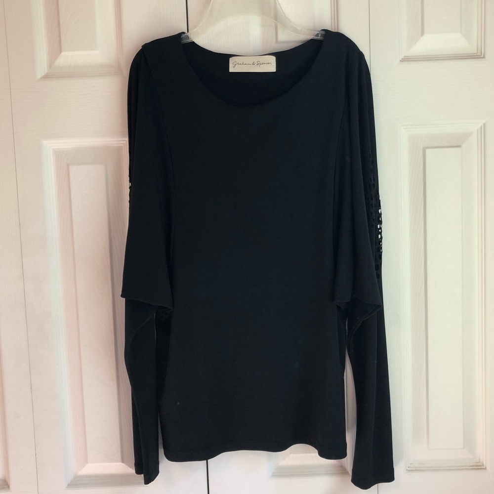 Graham & Spencer size Large Black See through Sleeves Top